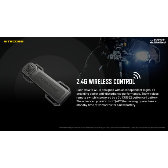 Nitecore RSW2i WL Wireless Remote Pressure Switch for Nitecore i-Series, P10i, P10ix, P20i, P20i UV, P20iX, P23i, P30i, P35i