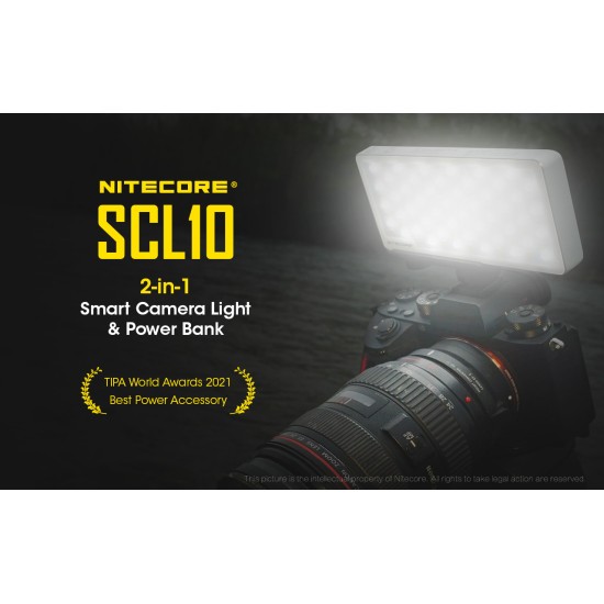 Nitecore SCL10 2-in-1 Smart Camera Light 2500K-6300K (Warm White, Neutral White and White), USB-C Rechargeable