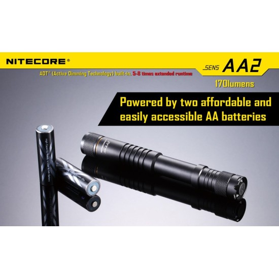 Nitecore SENS AA2 Flashlight - Active Dimming AA Flashlight - 170 Lumens