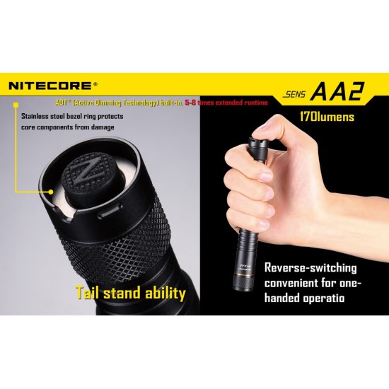 Nitecore SENS AA2 Flashlight - Active Dimming AA Flashlight - 170 Lumens