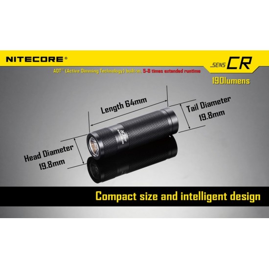 Nitecore SENS CR Flashlight - CR123A Keychain Flashlight - 190 Lumens