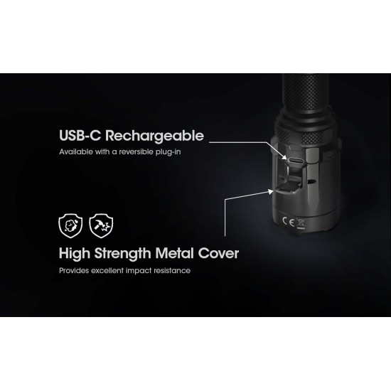 Nitecore SRT7i - 4th Generation Smart Ring Tactical Flashlight, USB-C Rechargeable (3000 Lumens, 580mts, 1x21700)
