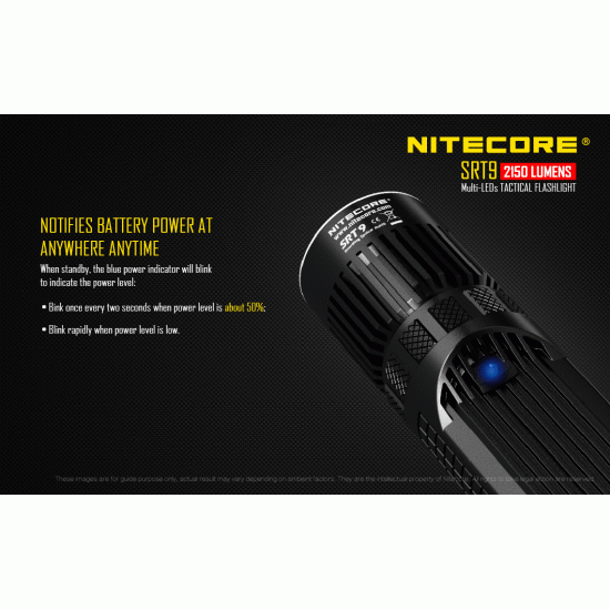 Nitecore SRT9 - Smart Ring LED Flashlight, Multi-color, Police Strobe, 246mts (2150 Lumens, 2x18650)