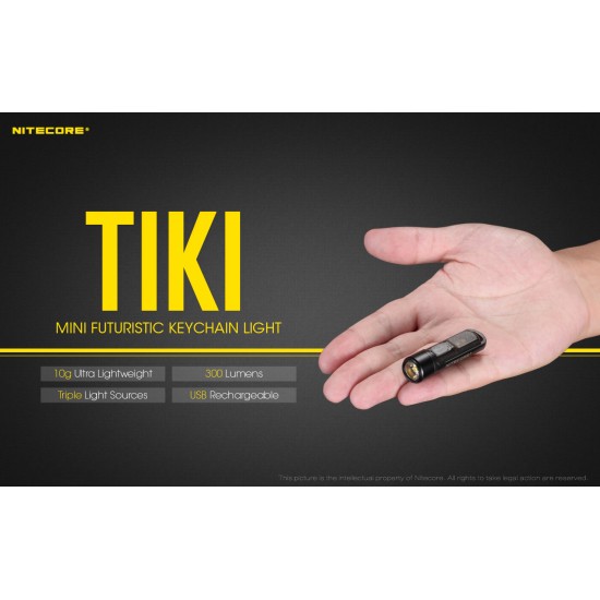 Nitecore TIKI LE (300 Lumens) - Law Enforcement USB Rechargeable Keychain Flashlight with White, Red/Blue Outputs