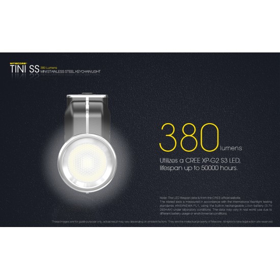 Nitecore TINI SS - Stainless Steel USB Rechargeable Keychain Light (380 Lumens), Multiple Colors