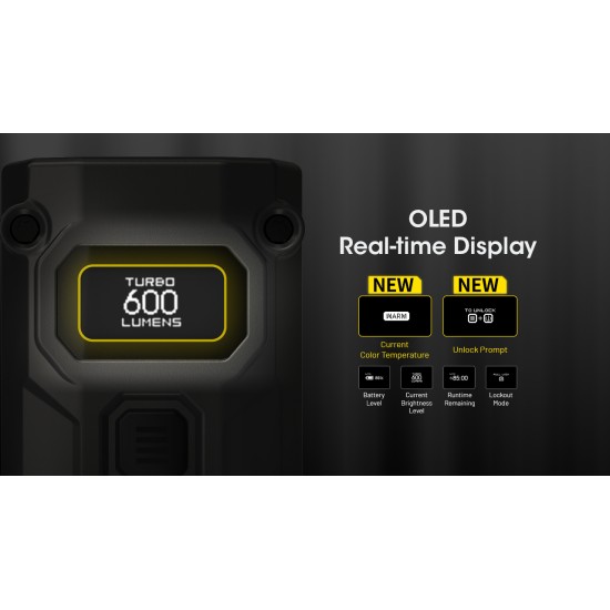 Nitecore TINI3 600 Lumens, USB-C Rechargeable Keychain Flashlight with OLED Display