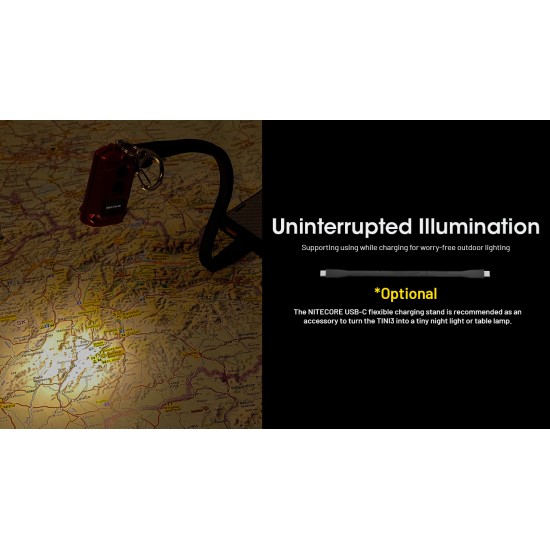 Nitecore TINI3 600 Lumens, USB-C Rechargeable Keychain Flashlight with OLED Display