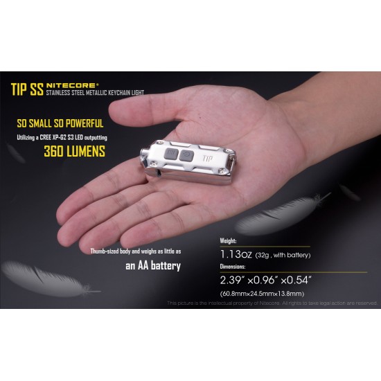 Nitecore TIP SS USB Rechargeable Stainless Steel Keychain Light (360 Lumens)