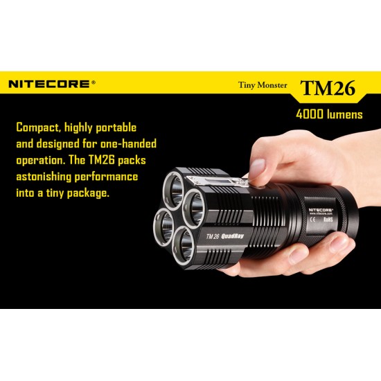 Nitecore TM26 Quadray Flashlight (4000 Lumens, 4x18650) [DISCONTINUED/UPGRADED]