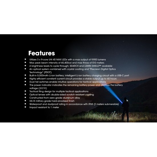 Nitecore TM9K Pro - 9900 Lumens - UHi LED High Power Instant Turbo Pocket Monster Tactical Flashlight (USB-C Rechargeable) Nitecore TM9K Pro - 9900 Lumens - UHi LED High Power Instant Turbo Pocket Monster Tactical Flashlight (USB-C Rechargeable)