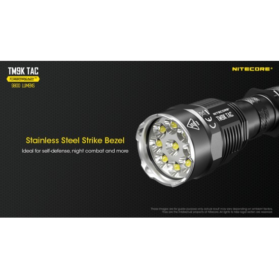 Nitecore TM9K TAC - 9800 Lumens High Power Instant Turbo Pocket Monster Tactical Flashlight (USB-C Rechargeable)