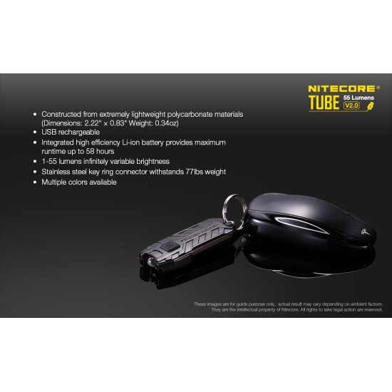 Nitecore TUBE V2.0 (55 Lumens) - Lightweight USB Rechargeable Keychain Flashlight