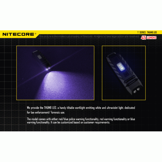 Nitecore Thumb USB Rechargeable LED Work Light with Tilt Head Design (85 Lumens)