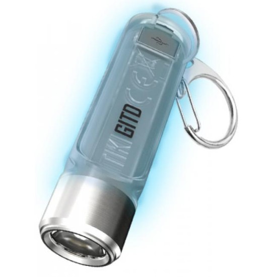 Nitecore TIKI GITD Blue - Glow In The Dark Version (300 Lumens) - Updated USB-C Rechargeable Keychain Flashlight with White, Warm White and UV Outputs