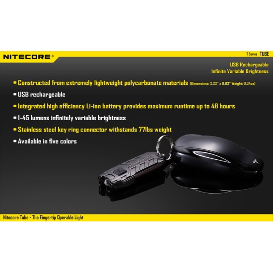 Nitecore TUBE Rechargeable LED Keychain Flashlight (45 Lumens)