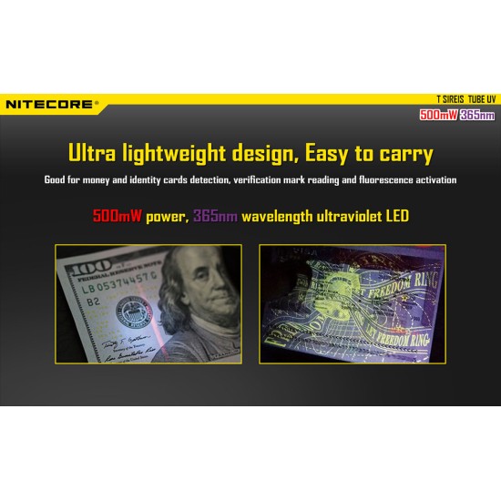 Nitecore TUBE UV - Ultraviolet USB Rechargeable LED Keychain Flashlight (365nm, 500mW)