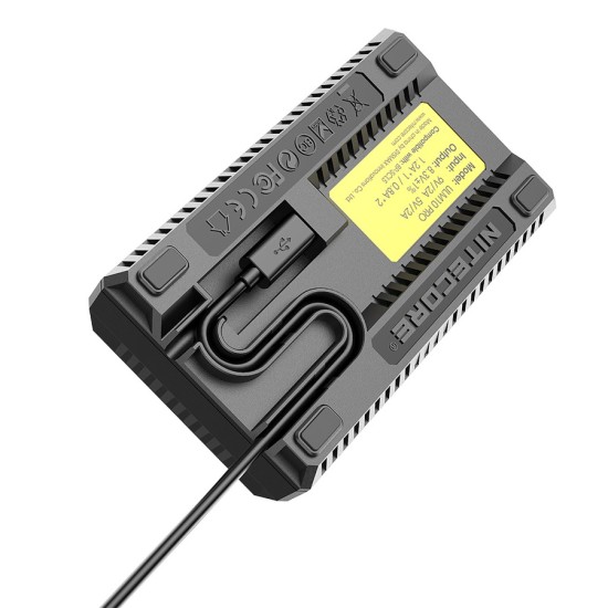 Nitecore ULM10 Pro Compact USB Travel Charger for Leica Camera Batteries BP-SCL5 (Dual Slot with LCD Display)
