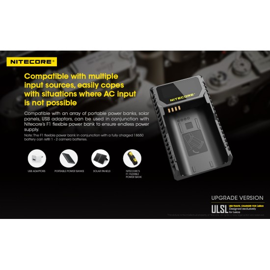 Nitecore ULSL Compact USB Travel Charger for Leica BP-SCL4 Camera Batteries (with LCD Display)