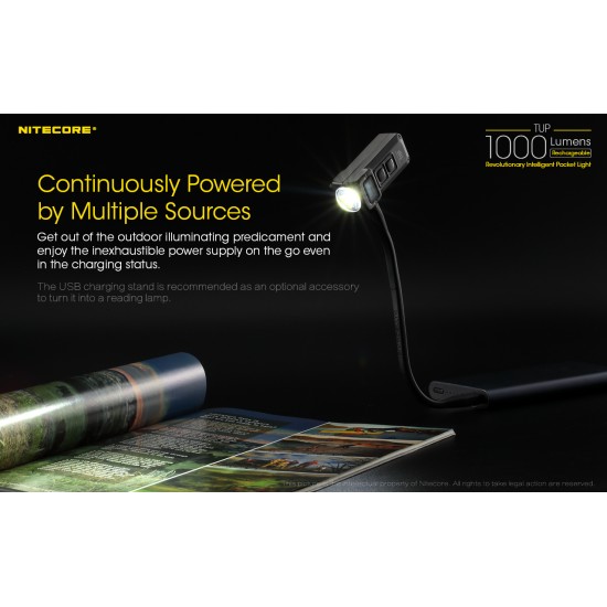 Nitecore USB Cable Flexible Stand - Bendable USB Cable for hosting Small Keychain lights as work lights or reading lights