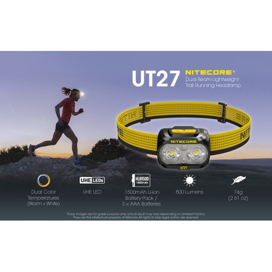 Nitecore UT27 Pro Lightweight Dual Beam Trail Running Headlamp, 800 Lumens, USB-C Rechargeable Nitecore UT27 Pro Lightweight Dual Beam Trail Running Headlamp, 800 Lumens, USB-C Rechargeable