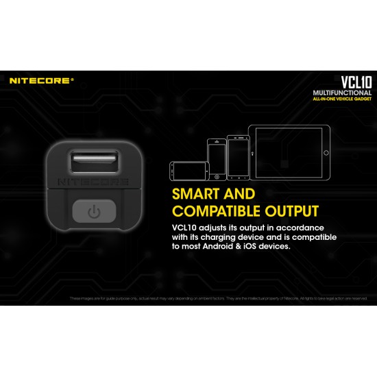 Nitecore VCL10 - Award Winning Car Charger with Glass Breaker, Reading and Repair Light, emergency and warning lights