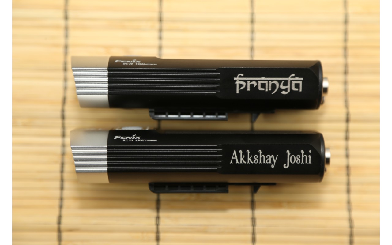 Laser Engraving in India on LED Flashlights and Knives, Personalized