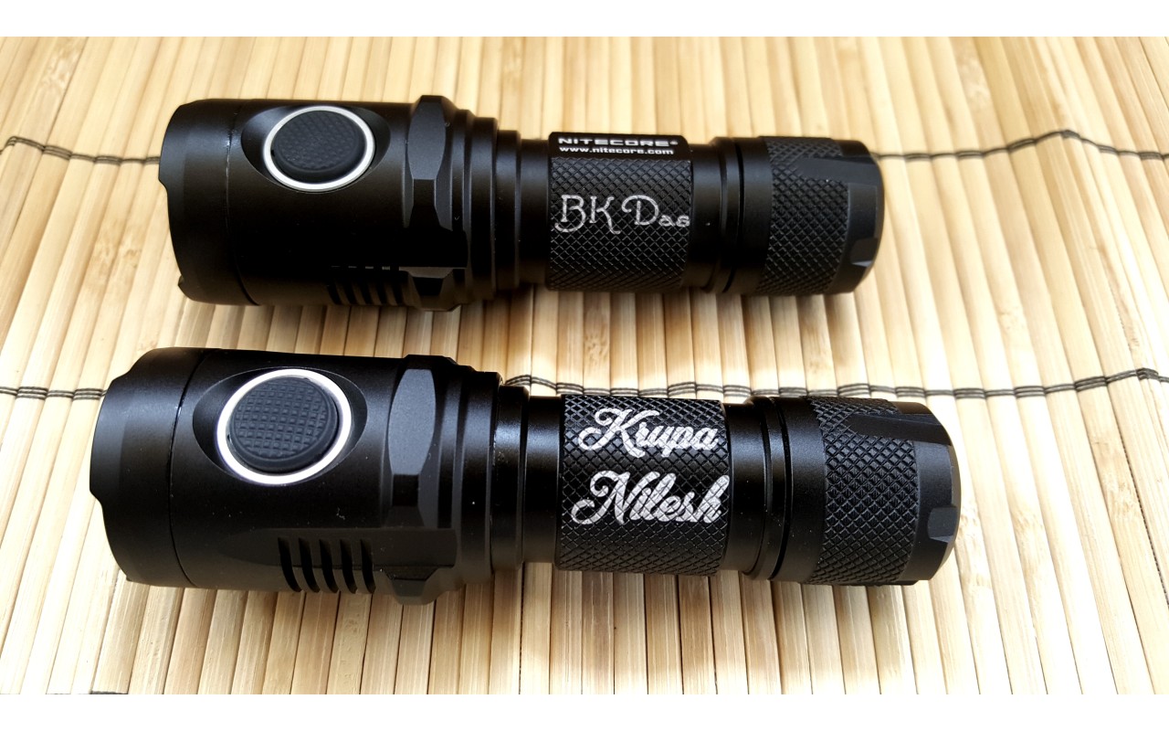 Laser Engraving in India on LED Flashlights and Knives, Personalized