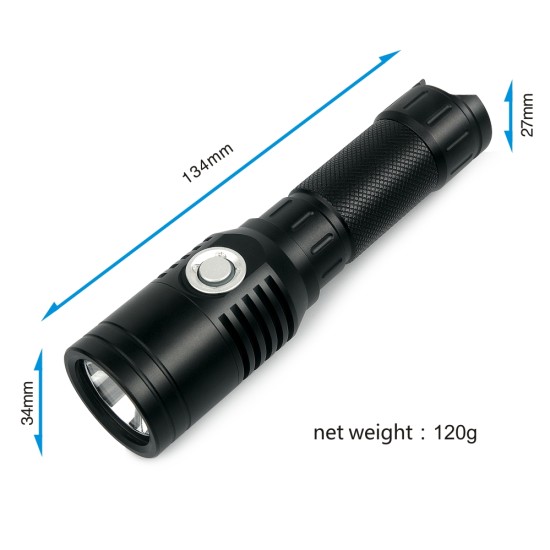 LumiTrail 1000 USB CREE XM-L T6 LED Flashlight (1000 Lumens, 1x18650)