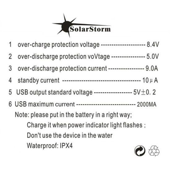 SolarStorm 4x18650 8.4v DIY Battery Pack Case for Bicycle Lights and Headlamps