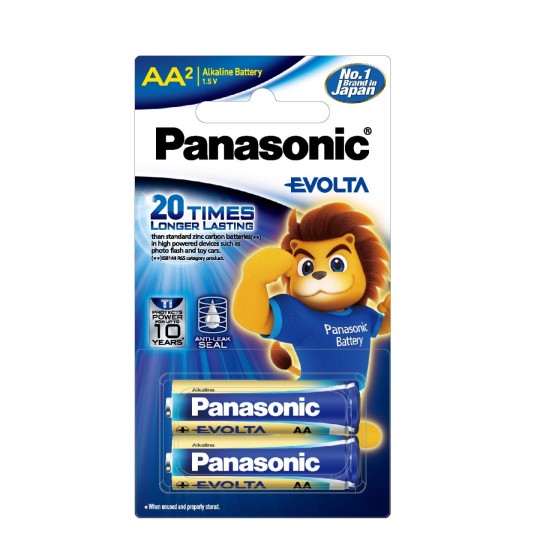 Panasonic Evolta Alkaline AA Batteries Original 1.5V, 20-Pack (LR6EGDG/2B), 10 Year Shelf Life