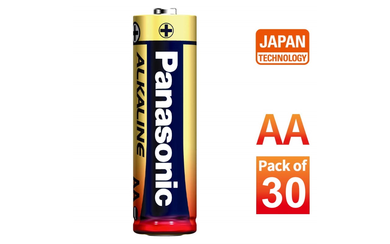 Panasonic Alkaline AA Batteries 1.5V, 30Pack (LR6TDG/1B6), 10 Year