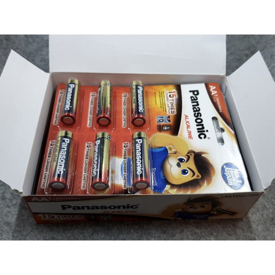 Panasonic Alkaline AA Batteries Original 1.5V, 6-Pack (LR6TDG/1B6), 10 Year Shelf Life