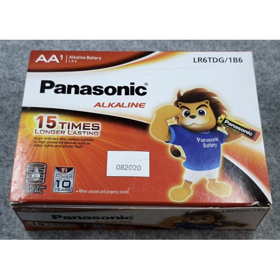 Panasonic Alkaline AA Batteries Original 1.5V, 6-Pack (LR6TDG/1B6), 10 Year Shelf Life