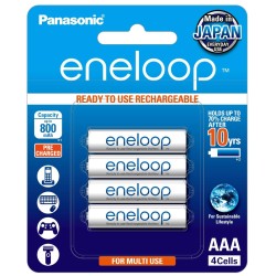Panasonic Eneloop AAA 800mAh *Original* Rechargeable Ni-MH Batteries (4-Pack), Made in Japan