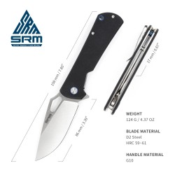 SRM Folding Knife 1168 - [7.8 inch, G10 Handle, Liner Lock, Fine Edge]