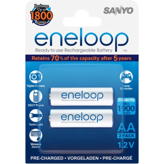Sanyo Eneloop AA 2000mAh Rechargeable Ni-MH Batteries (2-Pack)