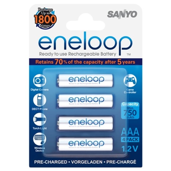 Sanyo Eneloop AAA 800mAh Rechargeable Ni-MH Batteries (4-Pack)  [DISCONTINUED]