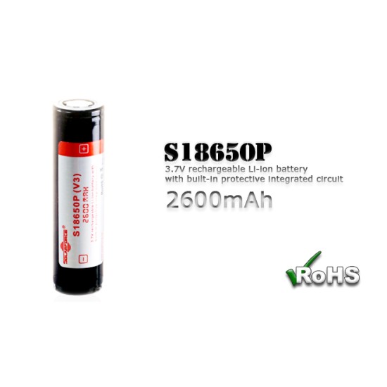 Solarforce 18650 2600mah Rechargeable 3.7V Lithium-ion Battery - S18650P(V3) Flat Top