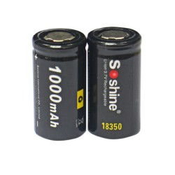 Soshine 18350 3.7v 1000mah Li-ion Un-Protected Batteries (Pair)