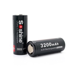 Soshine 26650 LiFePO4 3.2V 3200mAh Protected Batteries (Pair)