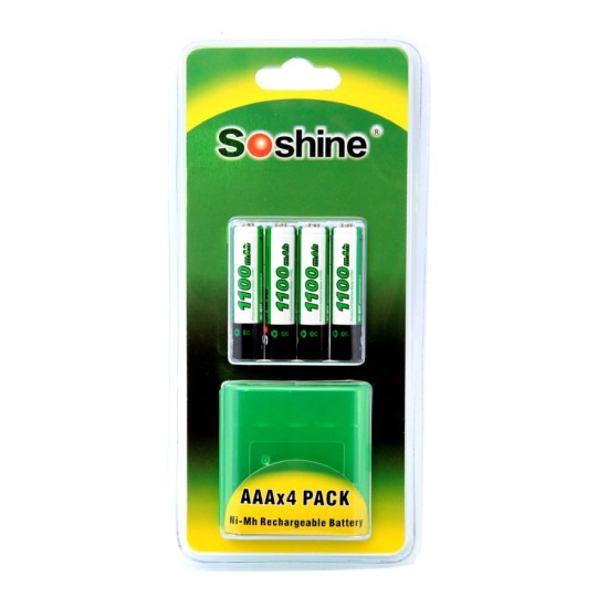 Soshine Ni-Mh AAA 1100mAh 1.2V Batteries (4-Pack)