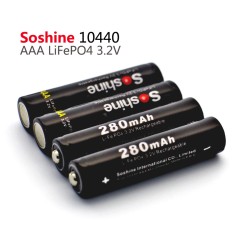 Soshine 10440  / AAA LiFePO4 3.2V 280mAh un-Protected Batteries (4-Pack) + Connectors