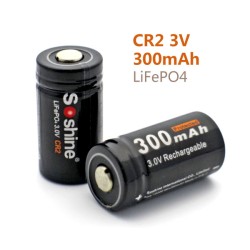 Soshine 15266 (IFR CR2) LiFePO4 3V 300mAh Protected Batteries (Pair)