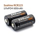 Soshine RCR123 / 16340 LiFePO4 3.2V 600mAh Protected Batteries (Pair)