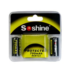 Soshine RCR123 700mAh 3.7v Li-ion Protected Batteries (Pair)