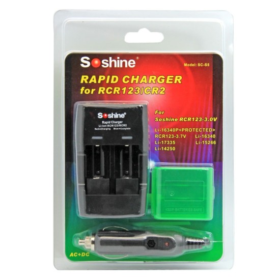 Soshine LiFePO4 RCR123 RCR2 Battery Fast Charger (SC-S5)