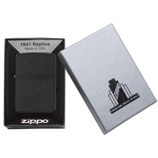 Zippo 1941 Replica Black Crackle Windproof Pocket Lighter, 28582