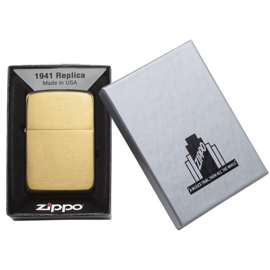 Zippo 1941 Replica Brushed Brass Windproof Pocket Lighter, 1941B