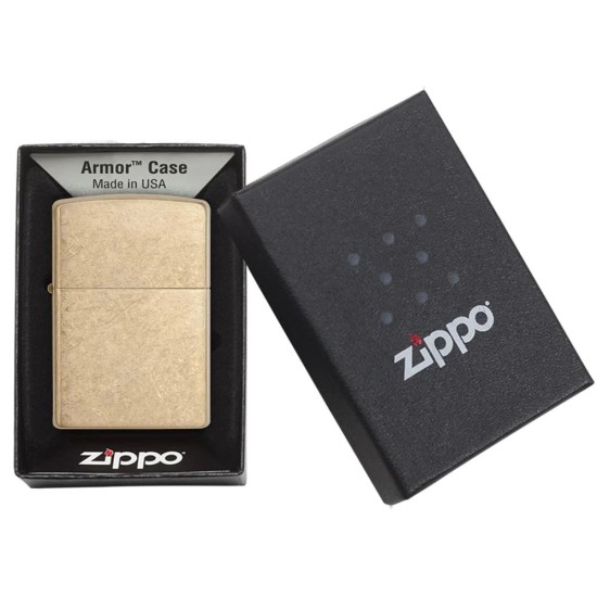 Zippo Armor® Tumbled Brass Windproof Pocket Lighter, 28496