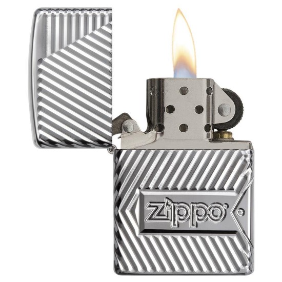 Zippo Bolts Design Armor High Polish Chrome Windproof Pocket Lighter, 29672